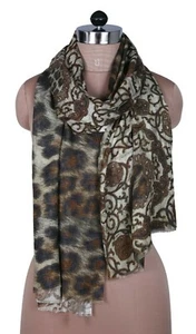 Totalmente Nuevas Bufandas/Estolas Grandes Estampado Negro/Marrón Para Mujer/Damas Primavera/Verano - Imagen 1 de 2