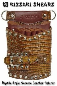 Kissaki Reptile Genuine Leather Hair Scissors Holster Cosmetologist Shears Pouch - Picture 1 of 4