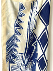 FOULARD carré polyester Beige Blanc Bleu Marine très beau motif NEUF 73 x 76cm