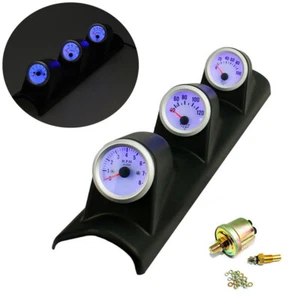 52mm Car Triple Gauge Kit 3in1 Tachometer RPM Water Temp Oil Pressure 12V - Picture 1 of 7