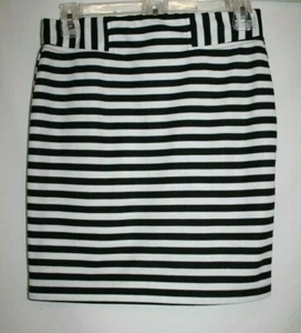 Tracy Evans Limited Junior SMALL Mini Skirt Black White Striped Elastic Waist - Picture 1 of 4