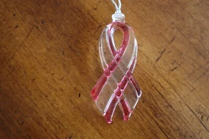 Lenox Gift of Knowledge Pink Crystal Glas Breast Cancer Ribbon Ornament w/box - Picture 1 of 12