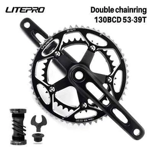 Folding Bike Hollow Integrated Crankset 130BCD 45/47/53/56/58T Round Chainring - Picture 1 of 38