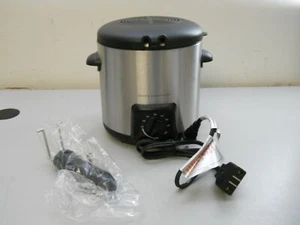 Cooks Essentials Deep Fryer 1 Quart #99340 Black Stainless Steel RV Camping - Picture 1 of 8