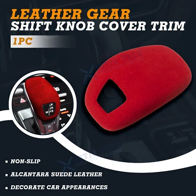 Cubierta de perilla de cambio de marchas de cuero gamuza Alcantara roja para Porsche Panamera 2017-up Foto 1 de 4