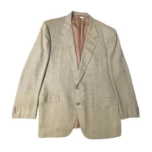 Brioni Augusto Sport Coat Suit Jacket Italy Made Wool Plaid Light Brown 46 L Men - Picture 1 of 10