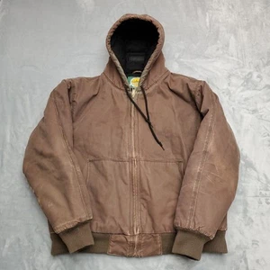 Cabelas Jacket Mens L Reg Brown Duck Canvas Hooded Insulated Lined Outdoor Work - Picture 1 of 11