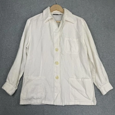 Lafayette 148 New York Jacket Womens 10 White 100% Linen Beachy Gauzy Button Up - Image 1 of 4