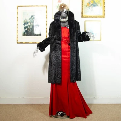 Vintage 1960s Création de Paris Black Faux Fur Coat – Made in France Size M - Image 1 of 4