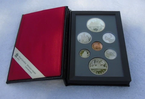 1987 Canada Coin Proof Set Royal Canadian Mint Leather Holder NO COA Ship Canoe Cover