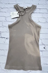 NWT AGOLDE Bea Cutaway Ribbed Tie Dye Light Brown Tank Top Size XS - Picture 1 of 12