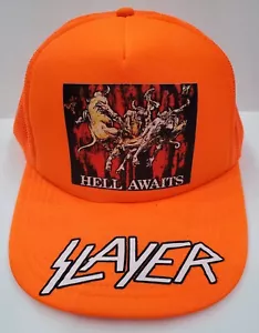 Camionero Metal Head Black Death Gothic Thrash Hell espera ajuste naranja neón - Imagen 1 de 2