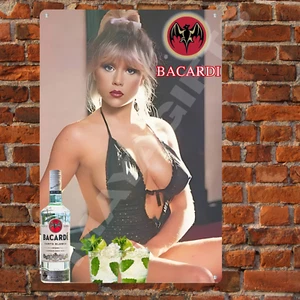 Vintage Style Bacardi Run Sexy Blonde Metal Sign Bar Decor Man Cave Rum Sign FR - Picture 1 of 3
