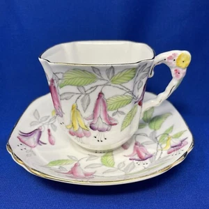 Blumenhenkel Royal Stafford Teetasse Untertasse eckige Form - Bild 1 von 18