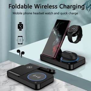 4 IN 1 Foldable Wireless Charger Fast Charging Station for Samsung S25 Watch 8 7 - Picture 1 of 17