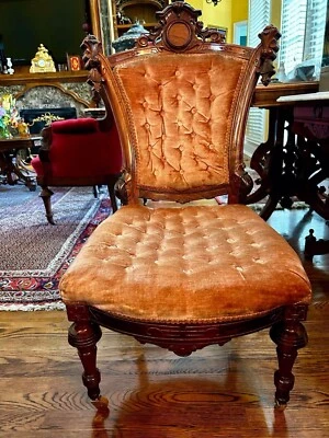 Antique Victorian, Renaissance Revival Rosewood (or Walnut) Chair - Image 1 of 4