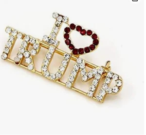 I HEART Trump Red & Diamond TRUMP Rhinestones Brooch Lapel Hat Backpack Pin - Picture 1 of 3