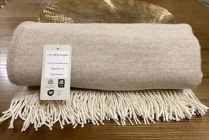 Beige color pure new wool blanket wool throw 55 x79"/140x200 cm eco wool - Bild 1 von 7