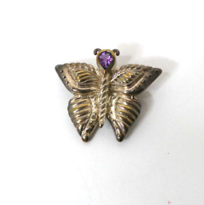 JUDITH RIPKA sterling silver and Amethyst Butterfly Brooch Pin 17 grams J20