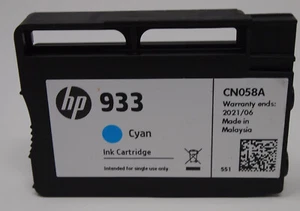 FABRYCZNIE NOWY ORYGINALNY OTWARTY cyjanowy toner atramentowy HP 933 datowany na 6/2021 - Zdjęcie 1 z 1