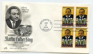 1771 Martin Luther King, Black Heritage 1979, ArtCraft block of 4 FDC - Picture 1 of 1