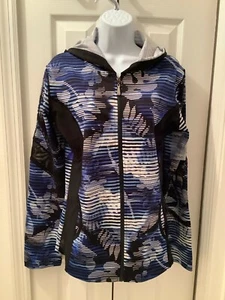 Dolce Bonita Damen Activewear Jacke mit Kapuze Reißverschluss Blau Stretch Lang Slv Large - Bild 1 von 8