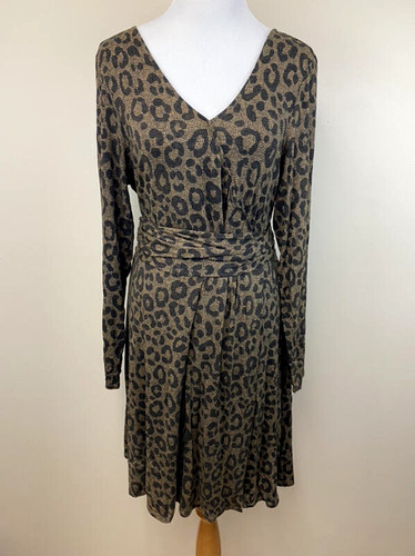 UNDERCOVER Moda International XL abito finto avvolgente cravatta in vita marrone marrone leopardato VS