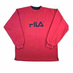 Vtg 90s Fila Crew neck Mens XL Pullover Embroidered Logo Fleece Ringer Sweater - Picture 1 of 11
