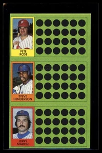 PETE ROSE 1981 Topps Scratch-Off 3 Card Panel w/Henderson & Martin - Picture 1 of 2