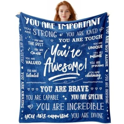 Men Blanket Get Well Gifts for Men - You are Awesome 50" x 60" 50" X 60" Blue - Image 1 of 4