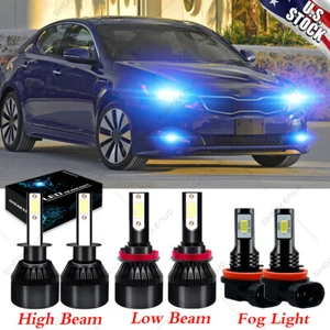For Kia Optima 2011 2012 2013 8000K blue LED Headlights High Low Fog Light Bulbs - Picture 1 of 12