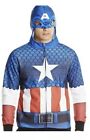 Marvel Men's Classic Sublimated Costume Hoodie Captain America mask Size M