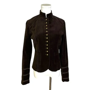 Chaqueta Blazer Vintage Willi Smith Retro Marrón Oscuro Militar Botón Terciopelo Talla 4 - Imagen 1 de 5