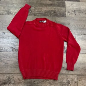 Vintage 80s Lands' End Red Knit Sweater Made in USA - Men's Size Medium - Picture 1 of 7