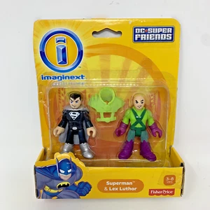 Imaginext DC Super Friends Superman Black Silver Krypton Suit + Lex Luthor  NEW - Picture 1 of 10