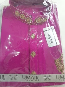 Rosa und Elfenbein Kurta nur indische pakistanische traditionelle lässige Partykleidung für Herren - Bild 1 von 11