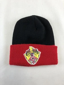 VTG 1994 Mighty Morphin Power Rangers Beanie Hat Black&Red Acrylic Patch One Siz - Picture 1 of 10