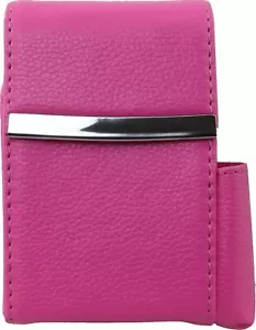 Hot Pink Cigarette Hard Case Leather Flip Top Lighter Holder Men Lady USA Seller - Picture 1 of 9