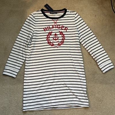 Tommy Hilfiger Long Sleeve Striped Dress Red White Blue Size L NWT - Image 1 of 4