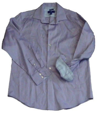 Рубашка мужская KO Egara большая фиолетовая однотонная с длинным рукавом на пуговицах с откидными манжетами не железная - Изображение 1 из 4