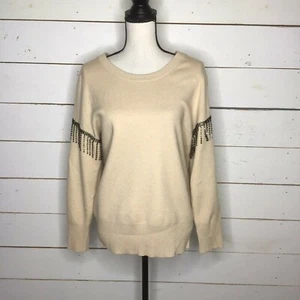 Nuevo Suéter Alfani Missy Adornado Flecos Manteca de Cacao Beige Grande - Imagen 1 de 10