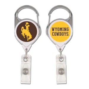 WYOMING COWBOYS PREMIUM METAL RETRACTABLE ID BADGE HOLDER KEY CHAIN WINCRAFT - Picture 1 of 1