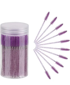 100PCS Disposable Eyelash Brush, Mascara Wands Makeup Brushes Applicator (PURPLE - Picture 1 of 1