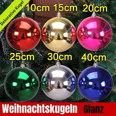 Weihnachtskugeln XXL 10 15 20 25 oder 30 cm Bruchfest Kunststoff rot grün gold - Bild 1 von 4