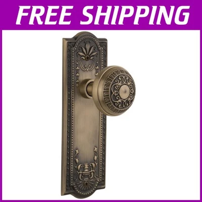 Perilla de puerta clásica de latón con placa Meadows Foto 1 de 4