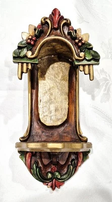 VTG Small Italy Baroque Style Small Wood Wall Shelf Shrine Domestic Altar Decor - Image 1 of 4