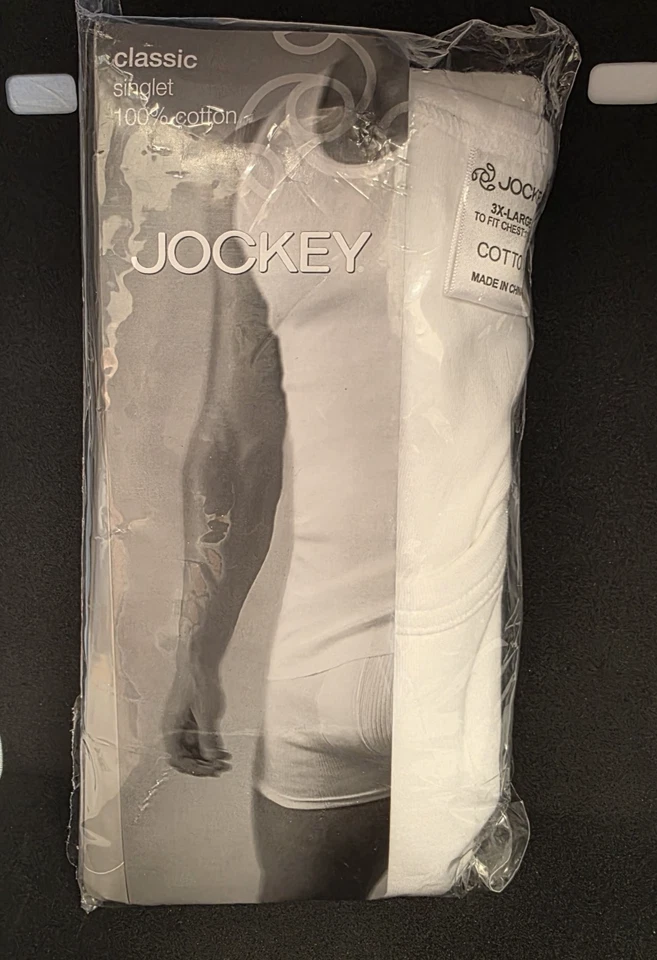 Jockey Classic White Singlet 100% Cotton 3XL Chest 117cm Brand New 2011 - Image 1 of 4
