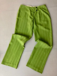 50er Jahre grüne Woll Nadelstreifen Hose hell oliv creme Streifen tailliert Vintage - Bild 1 von 16