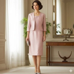 Chaqueta de vestir Alex Evenings Petite 4P rosa brillante con cuentas 2 piezas cóctel formal - Imagen 1 de 16