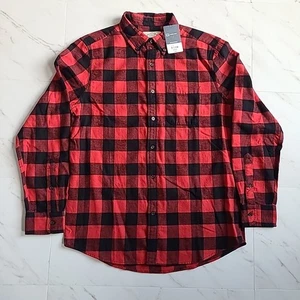St John's Bay Neu mit Etikett Herren Flanellhemd superweich kariert Knopfleiste rot Medium - Bild 1 von 4